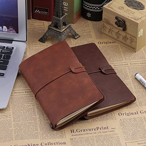 GFHSKRPL Vintage Thick Leather Notebook Blank Diary Book Retro Paper Journals Agenda Planner Notepad Stationery Gift Supplies(D)