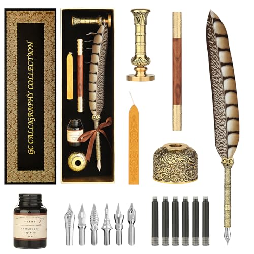Calligraphy Pen Set - Feather Dip Pen,Dual Tip Calligraphy Fountain Pen