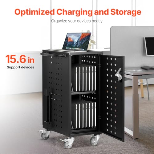 VEVOR 16 Device Charging Station with Lock & Key, Mobile Charging Cart