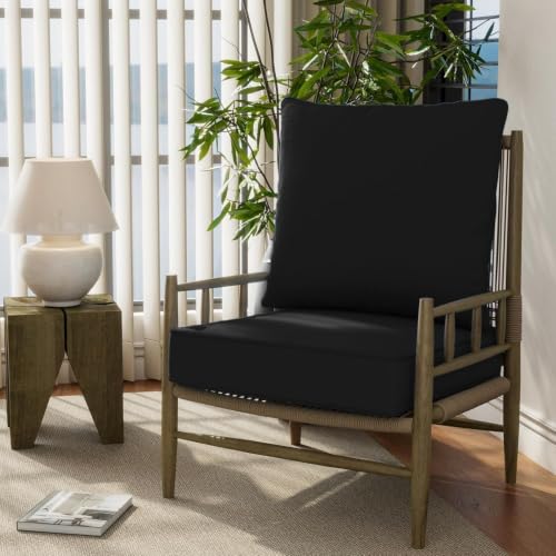 Ojtuyht 2 Set Garden Dining Chair Cushion, High Back Seat Cushion Watertight Removable with Backrest Hidden Zipper, for Beach Outdoor Backyard Lawn(H,2 pcs 21 5/8" x23 5/8")