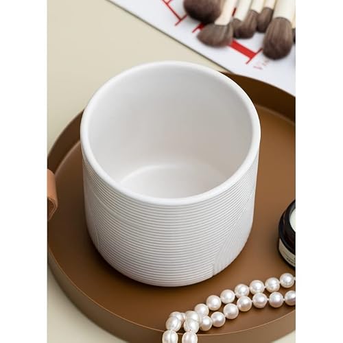 ZYQHMY Dressing Table Beauty Storage Bucket Desktop Creativity Large Capacity Ceramic Eyebrow Pencil Holder(D)