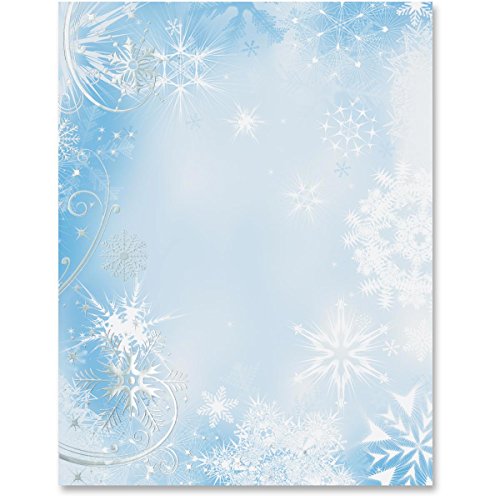 Winter Blue Snowflake Elegance Christmas Holiday Paper, 100 sheets