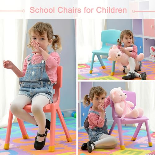 CHPOFLE 6Pcs Colorful Stackable School Chairs, Plastic Kids School Chair for Toddlers Stack Chairs with 11'' Seat Height Kids Flexible Seating for School Classroom Daycare Indoor Outdoor