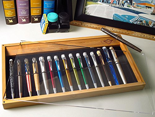 Retro 51 Bamboo Pen Holder with Magnetic Cover, Holds 16 pens (DIS-B16)