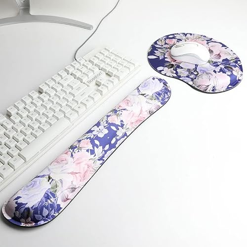 SEUOKMN Pad Wrist Rest Rubber Base Memory Foam Set Desk Mat with Keyboard pad