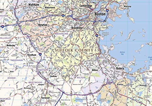 Boston Metro Area Laminated Wall Map