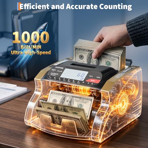 Multi-Function Money Counter Machine, UV/MG/IR/DD/MT, Add & Batch Modes, Cash Counter with LCD Display