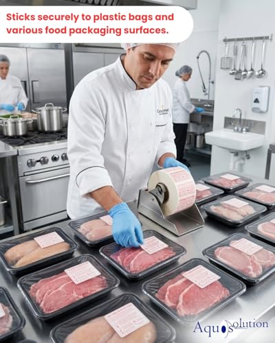Aquos Food Safe Handling Instruction Labels for Meat | 2.25" x 1.125" Informational Food Safety Labels | Strong Adhesive Rolls | 1000 Labels Per Roll | Made in USA (20 Rolls)