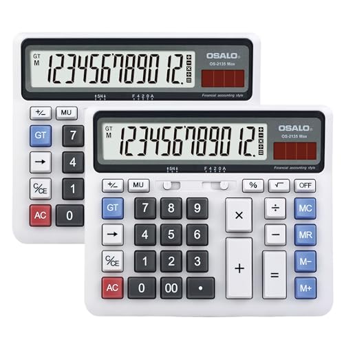 Pendancy 2 Pack Desk Calculators, 12-Digit Large Display, Big Buttons