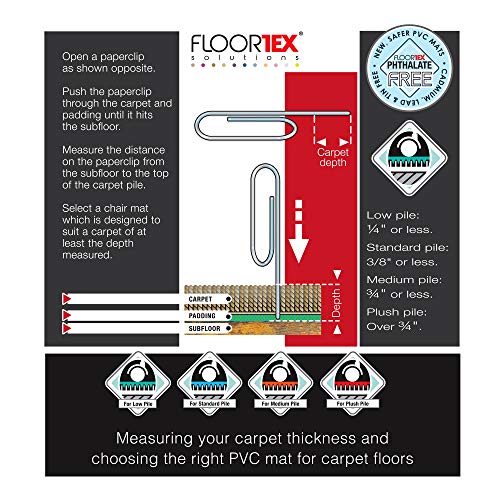 Floortex® Advantagemat® Vinyl Rectangular Chair Mat for Carpets up to 1/4" - 48" x 79"