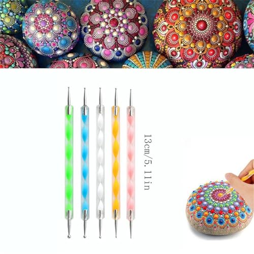 QVEZPRYX Mandala Tools 20-piece Set Acrylic Embellisher Rod Storage Bag Line Pencil Pill Point Drill Pen