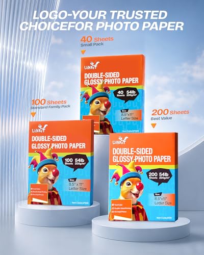 Uinkit Double-Sided Glossy Inkjet Photo Paper 8.5x11, 200 Sheets, 200gsm