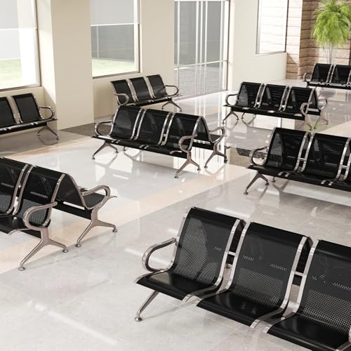 KINTNESS Waiting Room Chair - 2 Seat Reception Chair Benches Office Guest Chairs Heavy Duty Waiting Room Chairs with Arms for Lobby, Office, Bank, Hospital Bench, Black