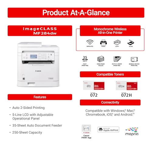 Canon imageCLASS MF284dw Multifunction Wireless Monochrome Laser Printer