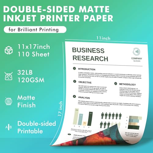 Koala Double Sided Thin Matte Printer Paper 11x17 Inch 32LB 110 Sheets