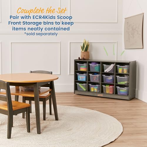 ECR4Kids 12 Cubby Mobile Tray Storage Cabinet, 3x4, Grey Wash