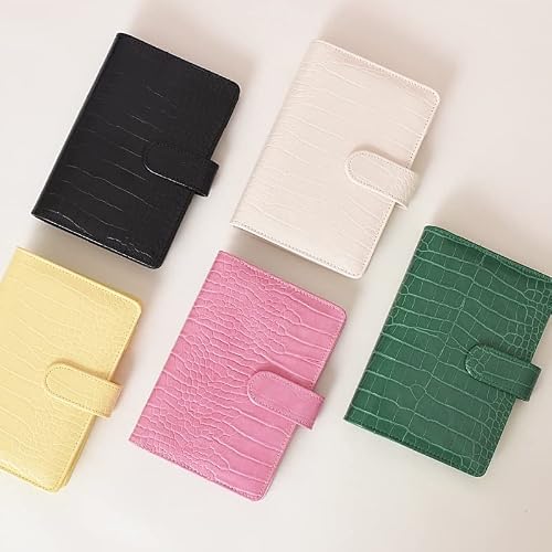 ONMYJFD A6 PU Leather Notebook 6 Binder for A6 Filler Paper, Loose Leaf Personal Planner Binder Cover with Magnetic Buckle Closure(E)
