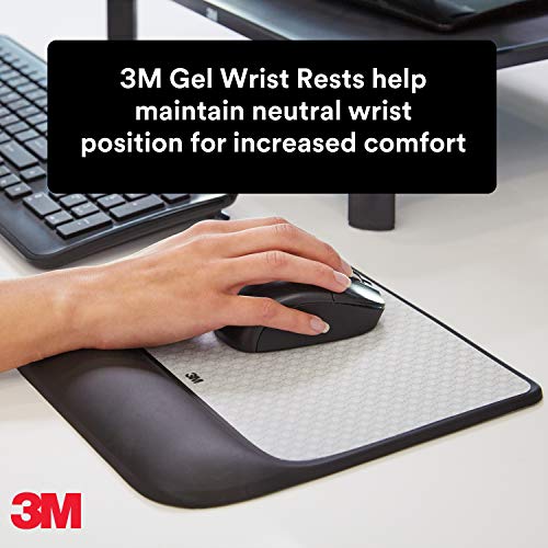 3M Precise Mouse Pad with Gel Wrist Rest, 8.4 in x 8.8 in, Black