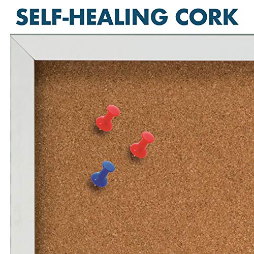 Quartet Bulletin Board, 2' x 3' Enclosed Cork Notice Board, Lockable Swing Door, Weather Resistant Aluminum Frame (2121)
