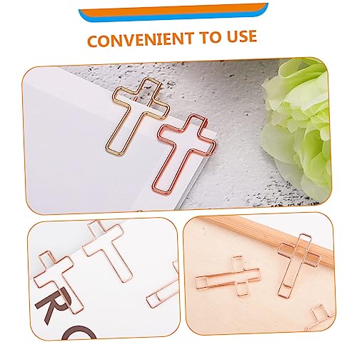 240 Pcs Paper Clips for Office Bible Clips Desk Accessories Cross Pin Office Accessories Bible Shaped Pin Colorful File Folders Gold Decor Journaling Paper Clips Small Pin Metal (Rose Goldx