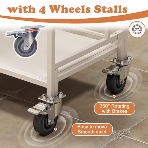 White Vendor Booth Display Stand, 90 100 110 120 CM Wide Portable Metal Market Stall w/Wheels for Outdoor Vending Sale Display, Foldable Retail Concession Stand(47 1/5 x23 3/5 in(120x60CM))