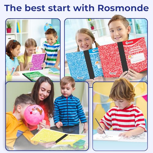 Rosmonde 50 Pack Bulk Composition Notebook, K-2 Primary Ruled, (100 Sheets)