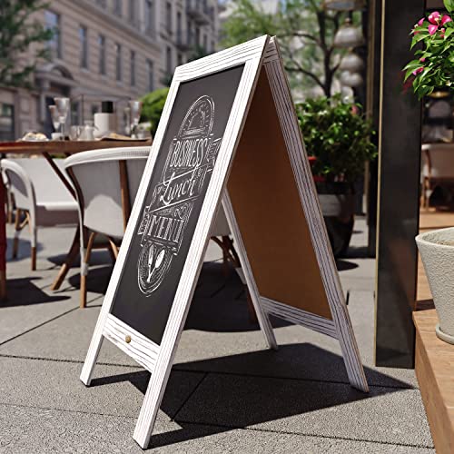 Flash Furniture Magnetic Wall Mount Chalkboard, 40" x 20", White Wash