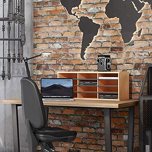 Safco Literature Organizer, 12 Compartments, Office and Classroom Mailbox with Adjustable Shelves, Wood Paper and Mail Sorter, Medium Oak