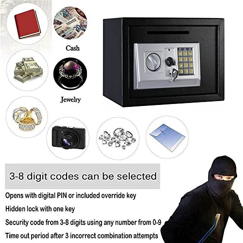 TBLOTYD Home Safe Cash Safety Box Waterproof Wall Mounted Money Deposit Box with Lock Key Home Use Safety Box/23X17X17Cm，35X25X25Cm(16L) Black
