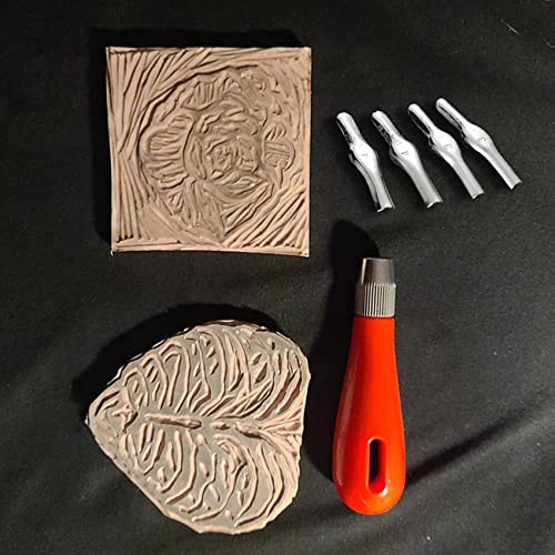 ChiMiao Linoleum Cutter Set, 16 Sets Craft Cutters with 48 Assorted Blades for Cutting and Crafting, Carvings, Red