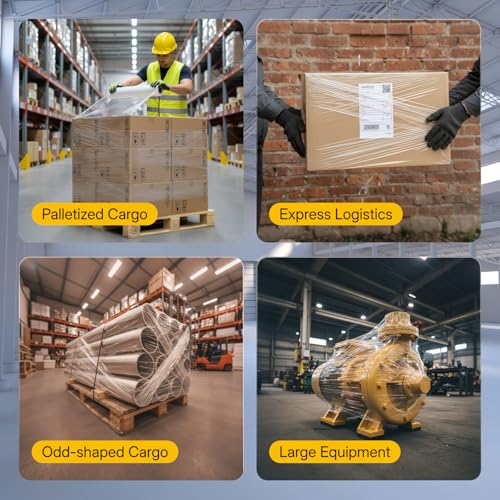 NorthSky Pallet wrap Stretch Film - Industrial Strength up to 800% Stretch 20 Microns Clear Durable Adhering Packing Moving Heavy Duty Shrink Film Box of 4 (80 GA, 18'' x 1500')