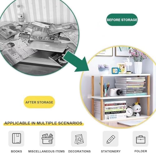 ACJSDGL Countertop Spice Rack, 4-Tier 40cm/15.7in Long Tiered Shelf Organizer, Kitchen Cabinet Organizer Desktop Bookshelf Supplies Storage Rack, Shelf for Top of Dresser