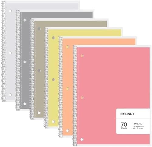 Bilinny - Spiral Notebook 96 Pack of 48 Bright & 48 Pastel Colors, 1 Subject, College Ruled, Notebooks for School - 8 X 10.5 Inch - 70 Sheets (96 Pack)