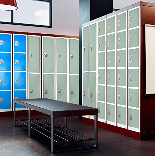 AdirOffice Large School Locker with 6 Doors 6 Hooks Storage Locker - Metal Storage Locker Cabinet Ideal for School, Garage, Office Lockers - (6 Door, Misty Green)