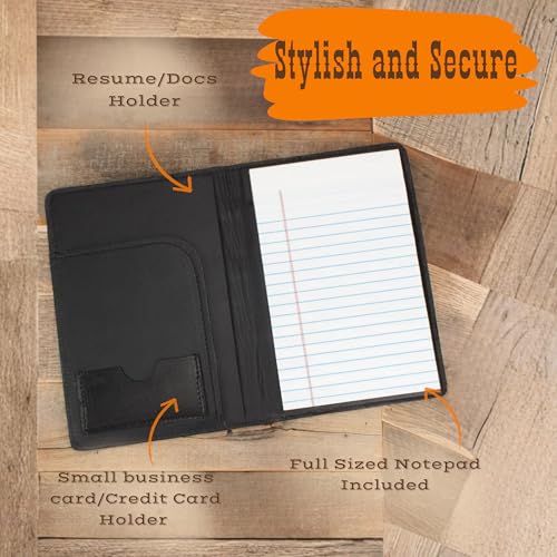 Cowhide Portfolio - Professional Portfolio Organizer, Resume Folder, Leather Padfolio for Men and Women, Business Portfolio