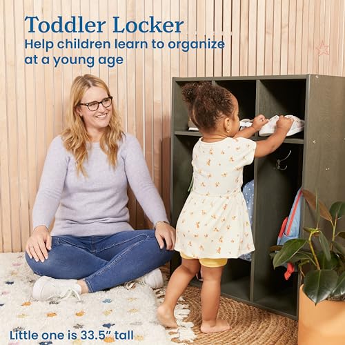 ECR4Kids Streamline 3-Section Toddler Coat Locker with Cubby Storage, Kids Furniture, Grey Wash