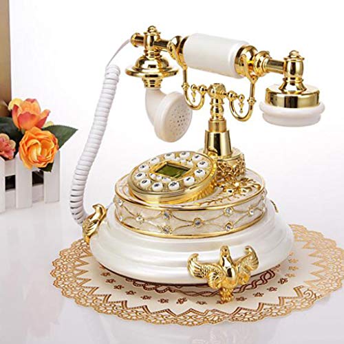 Telephone Antique Telephone European Antique Retro Phone Creative Fashion Home Landline Garden Office Telephone Landline WD (White b)