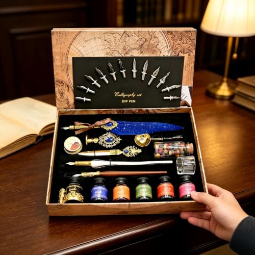KaiyonHaven Aegis,Calligraphy Pens Set,16PCS Dip Pen Stationery Kit (Navy)