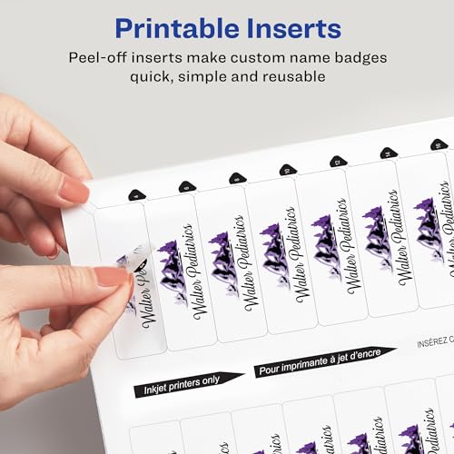 Avery® Reusable Magnetic Professional Name Badge System, 1" x 3" Silver Name Tags, 10 Identification Badges, 80 Laser Printable Inserts, Design Software Included (71206)