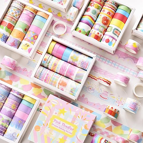 MVNOIRE 20 Pcs Washi Tape Rainbow Flower Art Decorative Adhesive DIY Scrapbooking Sticker