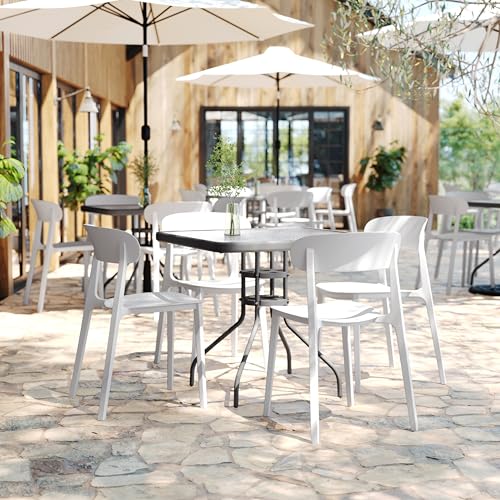 Flash Furniture Resin Indoor/Outdoor Stackable Chair, White, 2-Pack