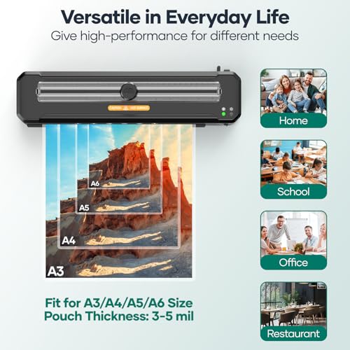 Laminator Machine - 13 Inch A3 Thermal Lamination machine Kit with 50 Laminating Sheets for A3/A4/A6, Paper Trimmer and Corner Rounder, 11X17 Laminator for Office Home School Use, High Speed Never Jam
