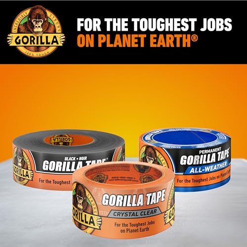 GORILLA Crystal Clear Tape, 1.88" x 18 yd, 2-Pack, Weather Resistant