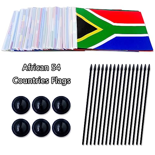 TSMD Africa African 54 Countries Desk Flags Set Small Mini Office Table Stick Flag with Stand Base for Classroom Decorations,5x8 Inch