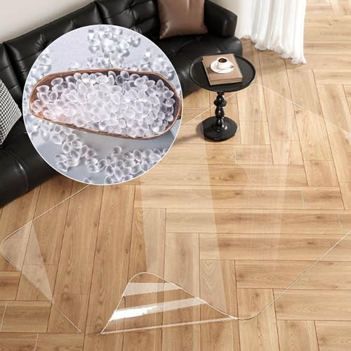 Xzomystify Clear Plastic Vinyl Rug Protector Cover Rectangle Clear Under Desk Chair Mat for Hardwood Floor 0.06 Inch Waterproof Plastic Desk Mat Protector, Anti Scratch Non Slip Under Office(72x72in)