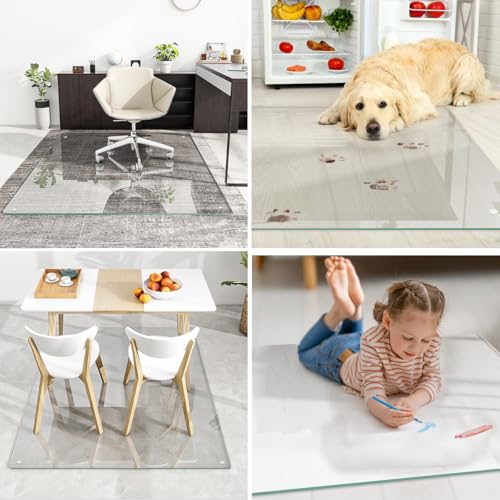 [Tempered Glass] 46" x 55" Glass Office Chair Mat for Carpet