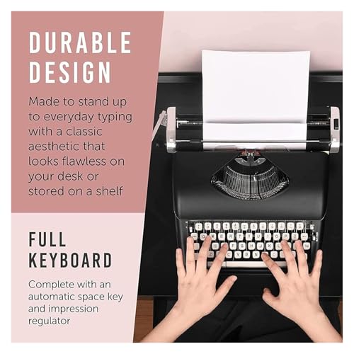 BPTCUE Manual Typewriter Traditional Retro Style Mechanical English Typewriter Portable for Writing Notes Letters Creative Work