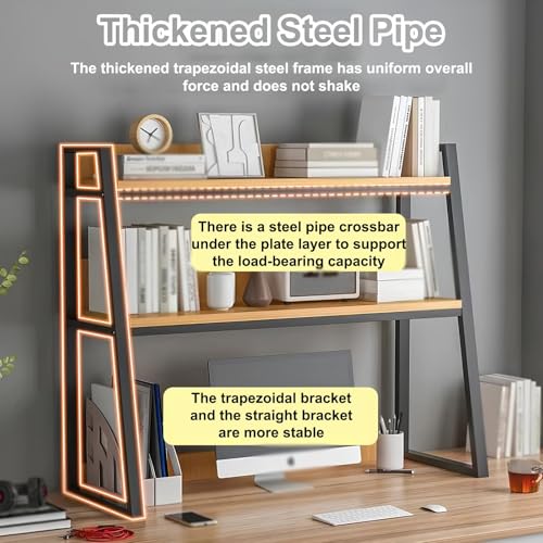 DLYZAYE White Desk Hutch Dorm, Desktop Bookshelf for Computer Desk, Dorm Room Desk Hutch, Ladder Desktop Shelf for Home, Dorm, Office SuppliesWhite M