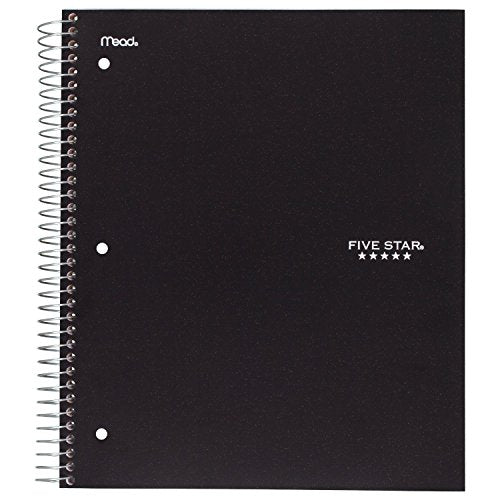 Five Star Spiral Notebooks, 2 Subject, College Ruled Paper, 120 Sheets, 11" x 8-1/2", Assorted Colors, 6 Pack (73529)