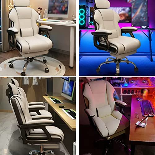 GIZNXBA Office Chair with Foot Rest Desk Office Chair Big High Back Task Chairs with Arms PU Leather Computer Chair Managerial Executive Swivel Chair with Lumbar Suppor (Color : /Brown)
